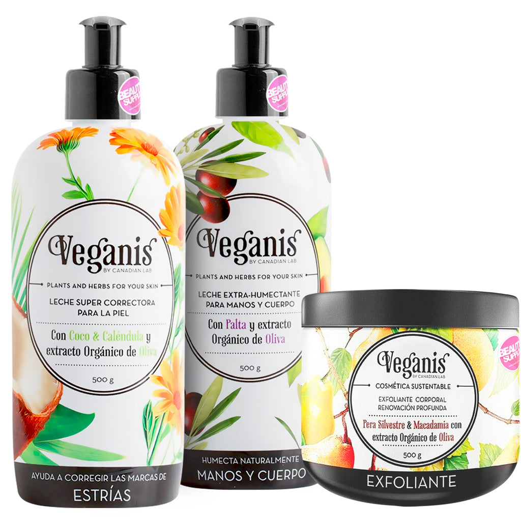 Pack De 2 Leche Veganas + 1 Crema Exfoliante Veganis 500gr en Beauty Supply